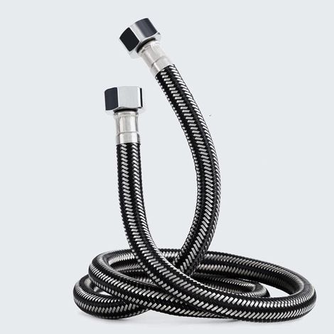 Tuyau Tressé 1M, Tuyaux de Raccordement(G1/2 X G1/2) avec tresse en acier inoxydable,Tuyau d'entrée de Chauffe-Eau Chaude et Froide,pour Remplacement Universel de Cuisine Salle de Bain. (1/5)