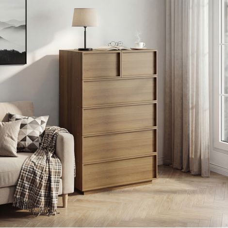 Cassettiera a 6 cassetti, finitura rovere, mobile contenitore 80 x 48 x 127 cm (1/5)