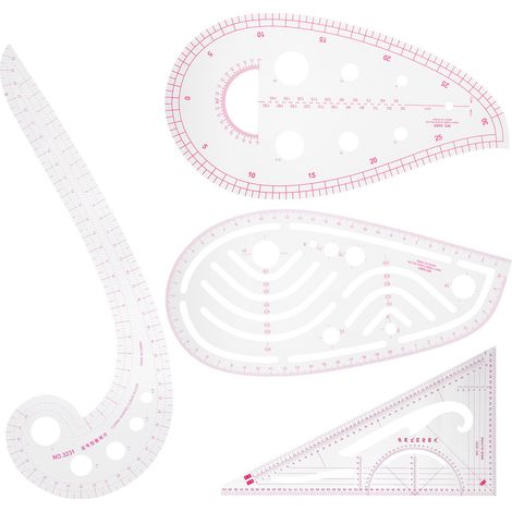 Lot de 4 Règle Courbe Multifonction Forme Variable Couture Gradation Patronage Plastique Outil de Conception Vêtements (1/5)
