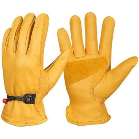 Gants de travail d'hiver en cuir, gants de jardinage thermiques avec doublure polaire, résistants aux épines, gants de conduite par temps froid pour hommes et femmes, taille L (1/4)