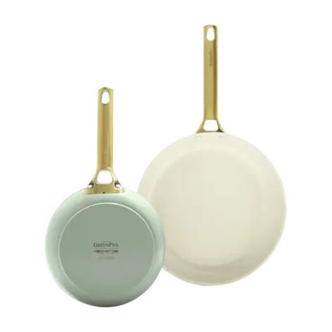 GreenPan 4894871046832 Padova Reserve Set di 2 Padelle Antiaderenti in Alluminio Forgiato con Rivestimento Ceramico Thermolon senza PFAS e Manici in Acciaio Inox Dorato colore Verde Menta e Beige Crem
