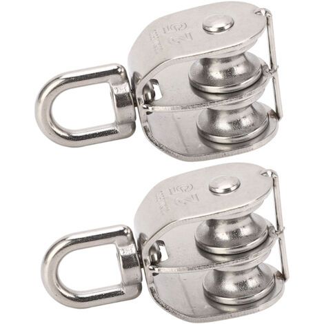 Due pulegge doppie in acciaio inox, paranco a doppia puleggia M25, ruote piroettanti con cuscinetti da 150 kg. (1/5)