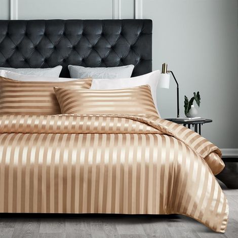 3 Pièces Housse de Couette, Satin Microfibre 220x240 cm, Fermeture Éclair, Taies d'oreiller 65x65 cm, Chambre Adulte