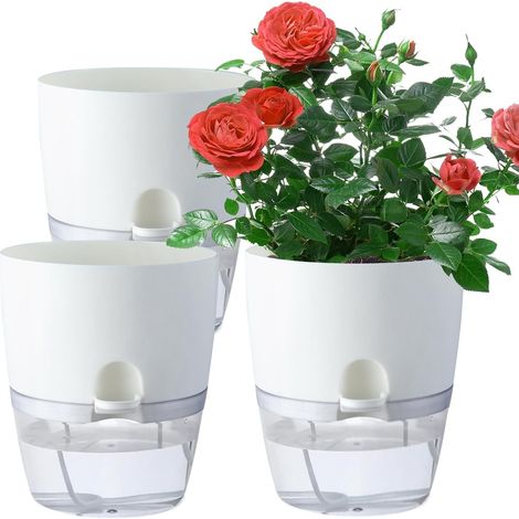 6-Zoll (ca. 15,2 cm) selbstbewässernde Indoor-Töpfe, 3er-Pack, perfekt für den Anbau frischer Küchenkräuter - weiß.