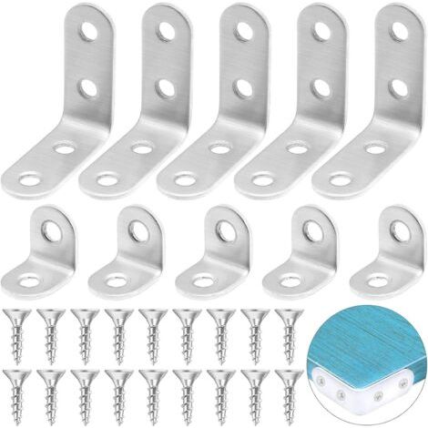 20pcs 90 Degrés Équerre d'Angle Bretelles, Support D'angle Droit Brace en Acier Inoxydable en Forme de L avec 60 Vis (1/5)