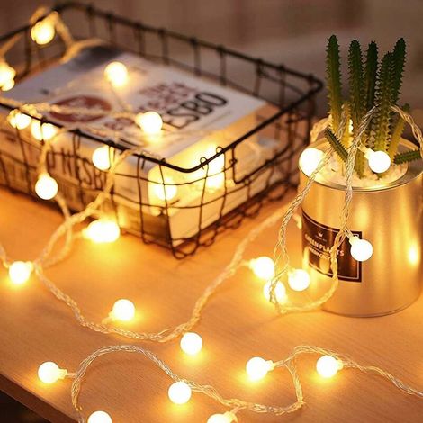 MINKUROW 6 m Lichterketten, Kugel-Lichterketten, 40 kleine wasserdichte Kugeln, batteriebetriebene Innen- und Außendekorationsbeleuchtung, für Zuhause, Festival, warmweiß (2700 K) (1/5)