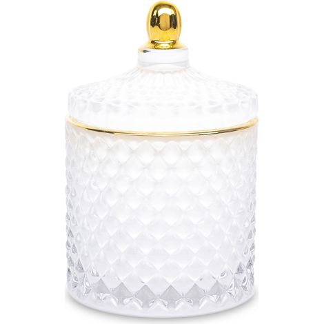 Contenant décoratif en verre blanc et doré 13 x 8,5 x 8,5 (1/5)
