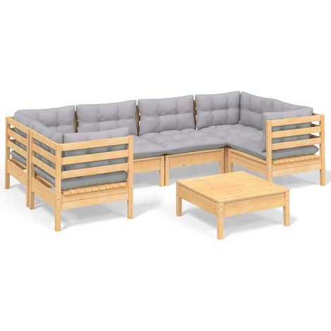 Maison Exclusive - Juego de muebles de jardín 7 pzas y cojines ma (1/5)