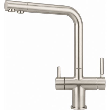 Rubinetto da cucina 3 vie Acciaio Inox 3/8” Shurity 384 Nickel Spazzolato (1/2)