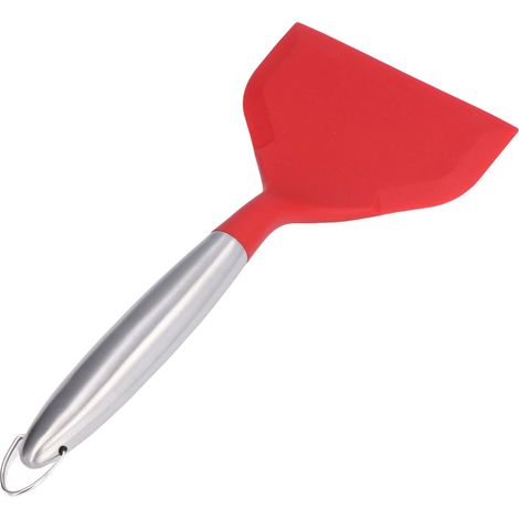 Manche inox spatule silicone large antiadhésive rouge (304) pour poêle à omelette, ustensile de cuisine de transfert (1/5)