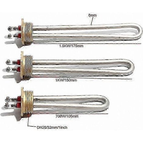 Élément chauffant DN25 de 1 pouce, adapté aux chauffe-eau et distributeurs d'eau, 220 V 700 W, acier inoxydable 201, composants de chauffage électrique pour appareils ménagers. (1/3)