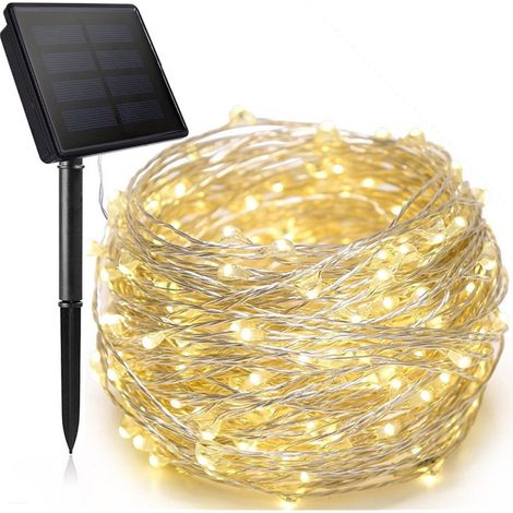 Guirlande lumineuse solaire de 20 m, lumière jaune, 200 LED, fil de cuivre-AquaForge