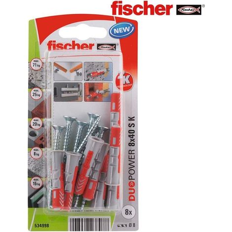 FISCHER DuoPower Spine con Viti Ø8x40mm - Blister 8 unità 534998