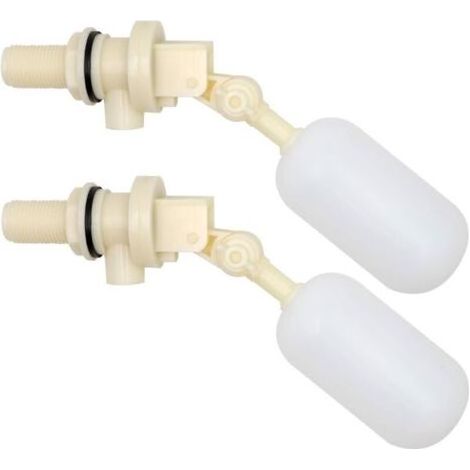 Lot de 2 robinets à flotteur 1/2" pour abreuvoirs, robinets à boisseau sphérique à arrêt automatique 1/2" pour réservoir d\'abreuvoir pour bovins, avec adaptateur pour tuyau d\'eau (1/4)