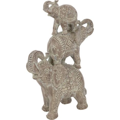 Statuette Éléphant en Résine "Abou" 31cm Marron (1/2)