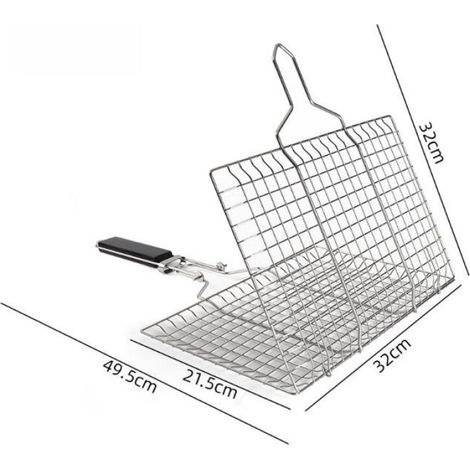Panier à Rôtir à Poisson, Panier de Barbecue en Acier Inoxydable, Pliable, Portable, Accessoires Inoxydables Panier pour Barbecue (1/5)