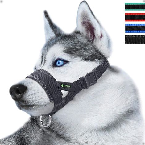 Adjustable Nylon Dog Muzzle Anti Barking Anti-Bite (L, Black) (1/5)