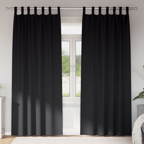 Cortinas Opacas con Anillas 2 uds. Negro 225 x 140 cm Poliéster vidaXL
