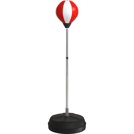 Punching Ball da Terra ad Altezza Regolabile 126-144 cm con Guantoni e Base Riempibile Rosso e Bianco (1/5)