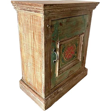 Mesita de Madera acabado artesanal azul 53x27x69 (1/4)