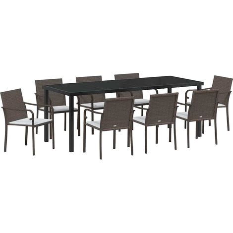 Maison Exclusive - Set da Pranzo per Giardino 9 pcs Marrone e Nero Rattan in PE