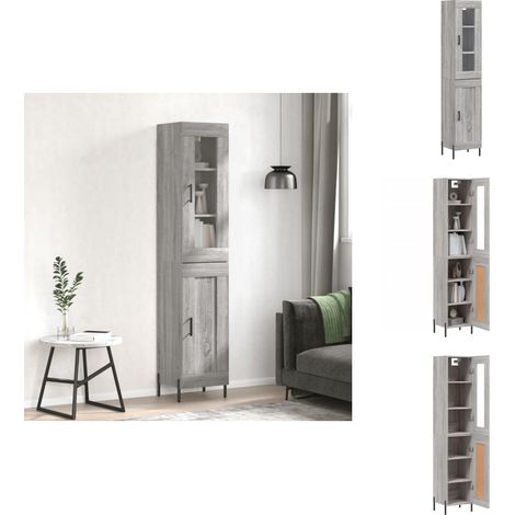 Buffet haut Sonoma gris 34,5x34x180 cm Bois d'ingénierie - Buffet Design Moderne - Meuble Rangement - Armoire Cuisine - Commode Salon - Étagère Murale (1/5)