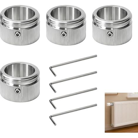 Lot de 4 Adaptateur Vanne Thermostatique Radiateur, Convertisseur Vanne Radiateur Acier Inoxydable Tête, Kit Conversion Valve Chauffage M30 x 1.5, Acier Inoxydable 304, Installation Facile avec Clé (1/5)
