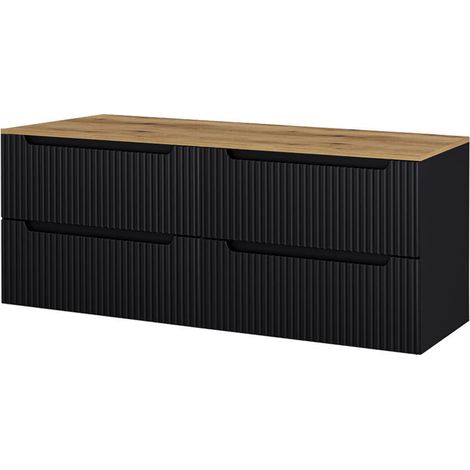 Mueble doble lavabo 161 x 60 x 40 cm negro efecto roble 030009965 (1/5)