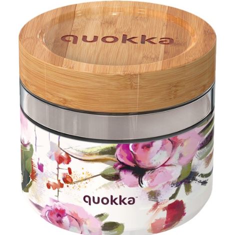 QuokkaCRYSTAL FOOD CONTAINER WITH COVER DE SILICONE DELI DARK FLOWERS 820 ML
