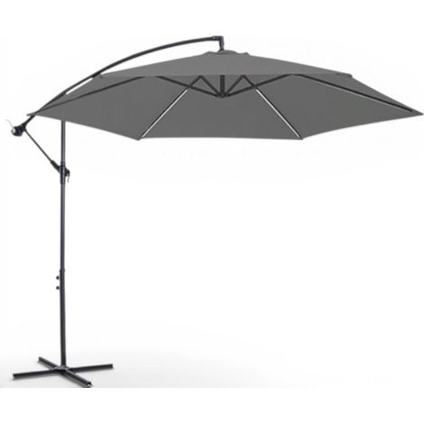 Ombrellone a braccio laterale con struttura in acciaio e telo in poliestere diametro 300xH245 cm - Grigio