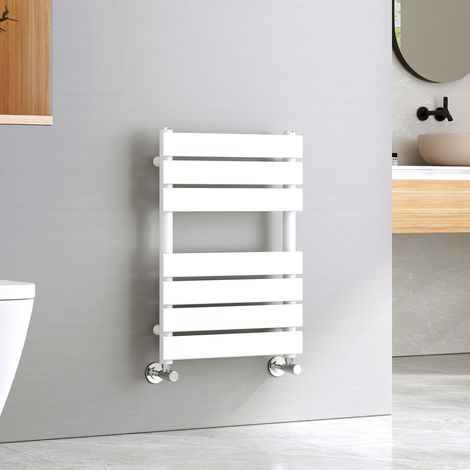 EMKE Bathroom Ladder Radiator White Flat Panel Heated Towel Rail Central Heating Towel Rails 650 x 450 mm (1/5)