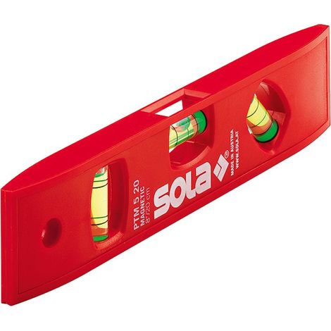 SOLA NIVEL DE BURBUJA TIPO TORPEDO DE PLÁSTICO DE BOLSILLO MAGNÉTICO PTM5 LONGITUD.(mm) 200