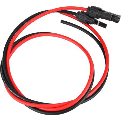 Câble solaire PV 2,5mm², paire de connecteurs mâle femelle rouge noir, fil panneau photovoltaïque, kit raccord étanche (1/5)