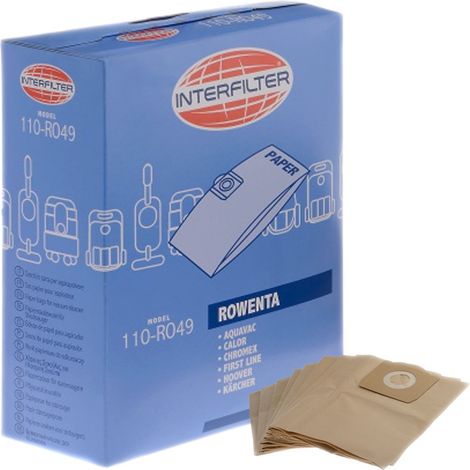 Ersatzteil - Schachtel mit 8 Papierbeuteln -  - ROWENTA, KARCHER, AQUAVAC, HOOVER, CHROMEX, DELONGHI, FIRSTLINE, HITACHI, NEVA, CALOR, SHOP VAC, NILFISK, QUIGG, MAC ALLISTER, AEG, THOMAS, GISOWATT