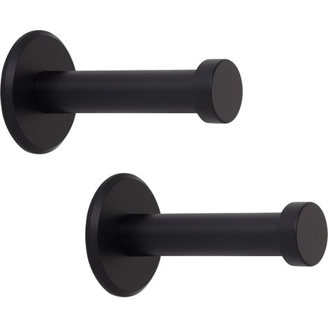 SOTECH Garderobenhaken TALEA (Ø 10 / 15 mm) Edelstahl massiv inkl. Befestigungsmaterial, schwarz eloxiert (Länge 50 mm, Gesamtlänge 53 mm), 2 x Wandhaken