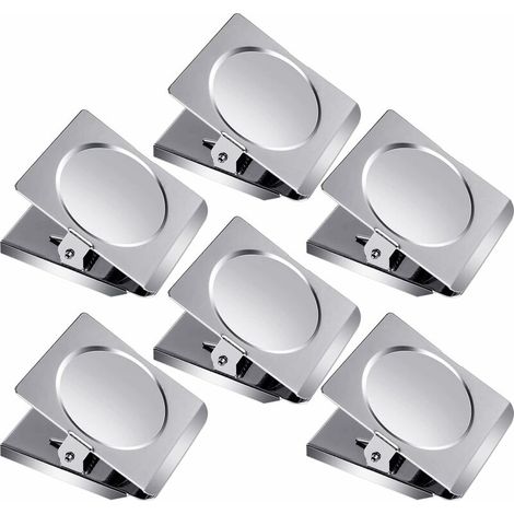 6pcs Oversized Magnetic Clip Stainless Steel Heavy Duty Metal Clip 6 Stationery Square Metal Magnetic Clip 6pcs Stainless Steel Metal Clip Square Magnetic Clip