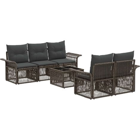 Set Divano da Giardino 6 pz Grigio polyrattan vidaXL (1/5)