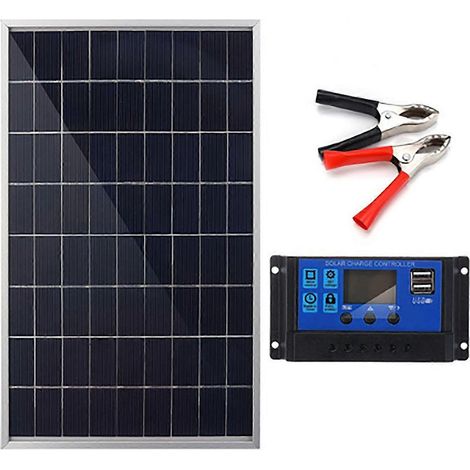 Panneau solaire 12 V multifonctionnel et très performant avec chargeur intégré et protection contre l'eau IP65 (1/4)