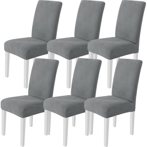 6-Piece Chair Cover, Elastic Dining Chair Cover, Washable Chair Protection, Modern Chair Cover for Dining Room, Hotel and Wedding Decor, Light Grey (1/5)