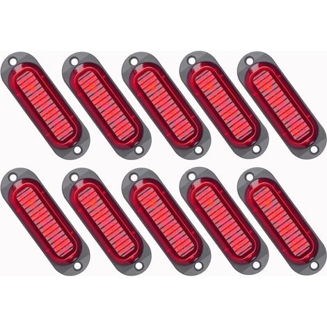 [NEVER USED] 10X LED Side Marker Lights 12/24V LED Trailer Marker Lights Side Warning Light for Truck RV Caravan (Red),