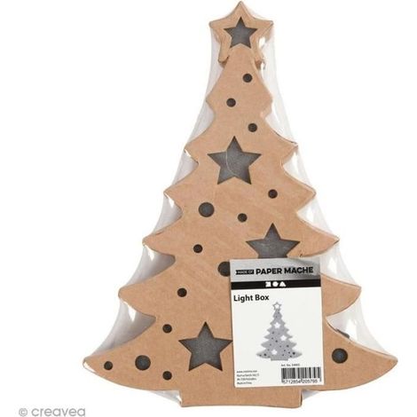 Lampe LED en bois - Sapin de Noël - 21,5 x 27 cm - Décoration de fête - Intérieur - Contemporain