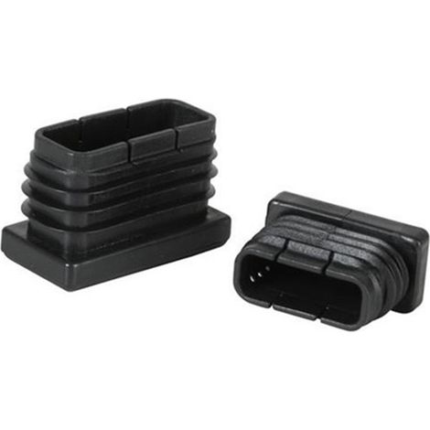 Embouts Rectangulaires Striés 60x40 mm en Noir - 100 Unités