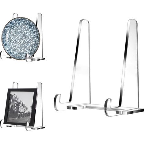 Support Assiette Decorative, Support Cadre Photo, Presentoir Plexiglas, Convient pour Placer des Cadres, des Assiettes, des Cadres Photo, des Livres, des Photos, Couleur Transparente (1/5)