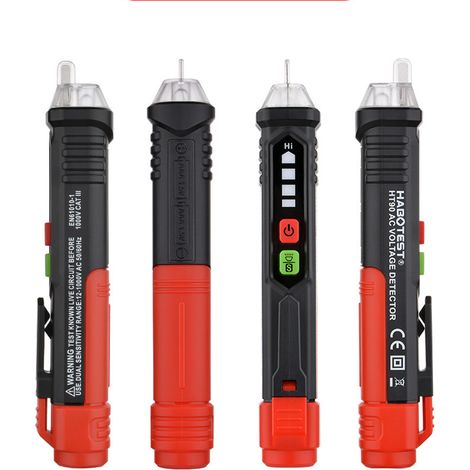Sollbry 4 pièces Détecteur de Tension Sans Contact, Test de Fil de Phase/Neutre,Buzzer Sonore&Lumineux,Stylo Testeur de Tension Double Sensibilité 12V-1000V (1/5)