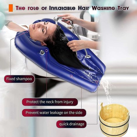 Aufblasbare, tragbare Shampoo-Ablage mit verstellbarem Gurt-Blue