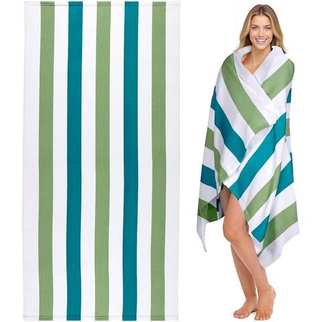 Serviette de plage microfibre verte – 80x160 cm – Séchage rapide – Anti-sable – Légère – Sport, piscine, camping, voyage (1/5)