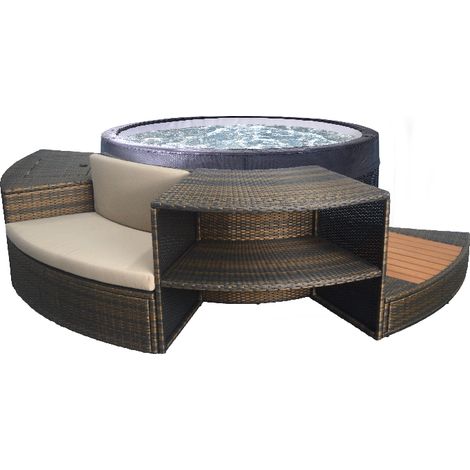 Netspa – Spa gonflable rond 4 places – Dimensions 156 x 156 x 70 cm – Contenance 800 L – Chauffage 1500 W – Diffuseurs à bulles 110 (1/10)