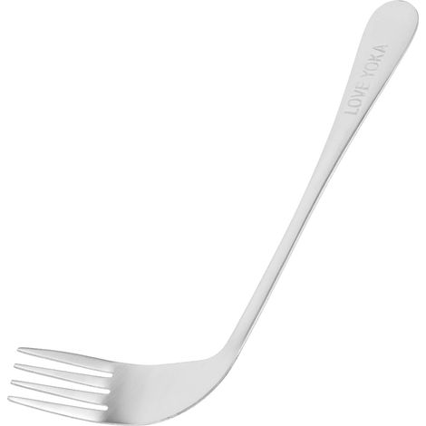 Fourchette coudée en acier inoxydable, fourchette inclinée, couverts, fourchette anti-vibrations, fourchette de table (main gauche) (1/5)