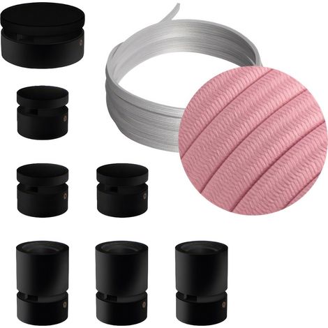 Sistema Filé Linear Kit - con cavo di 5 m per catenaria e 7 componenti in legno verniciato nero per interni