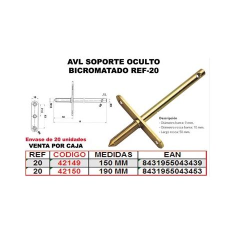 Soporte Oculto Bicromatado 190 mm Ref-20 AVL
